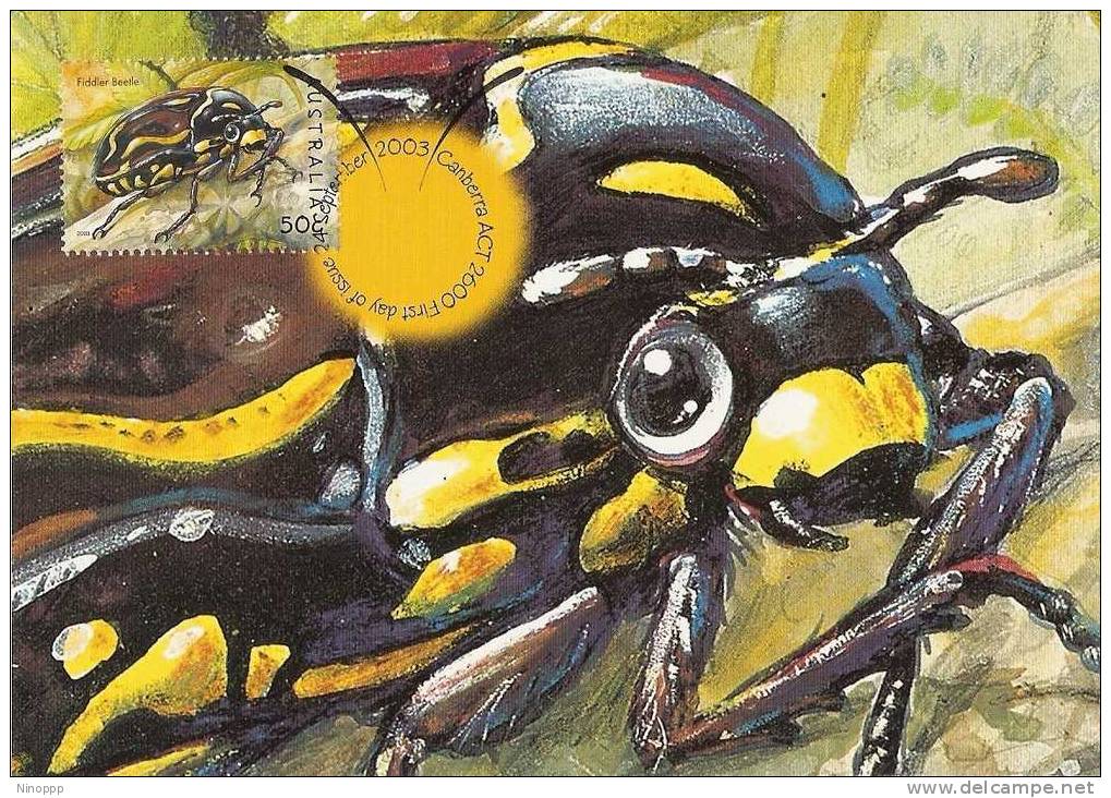 Australia-2003 Insects,50c Fiddler Beetle  Maximum Card - Cartes-Maximum (CM)