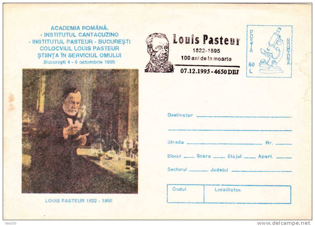 Louis Pasteur French Chemist And Biologist 1995 Entier Postal,postal Stationery Obliteration Concordante Special Cancel. - Louis Pasteur