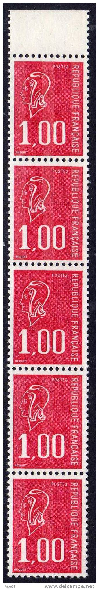 France N° 1892f  XX  Marianne De Bequet 1 F. Rouge Variété Sans Phosphore (au Milieu)  Tenant à Normal ( 2 X 2 ) TB - Unused Stamps