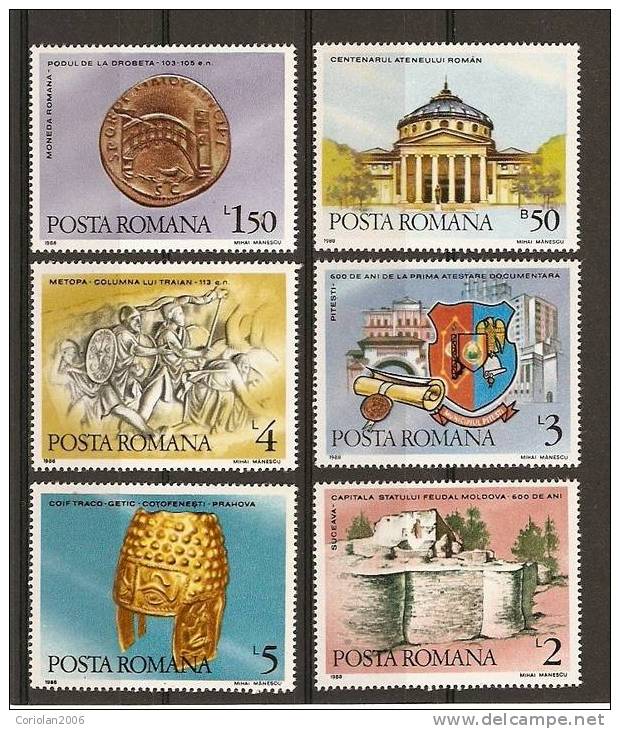 Romania 1988 /  Anniversaries / 6 Val - Neufs