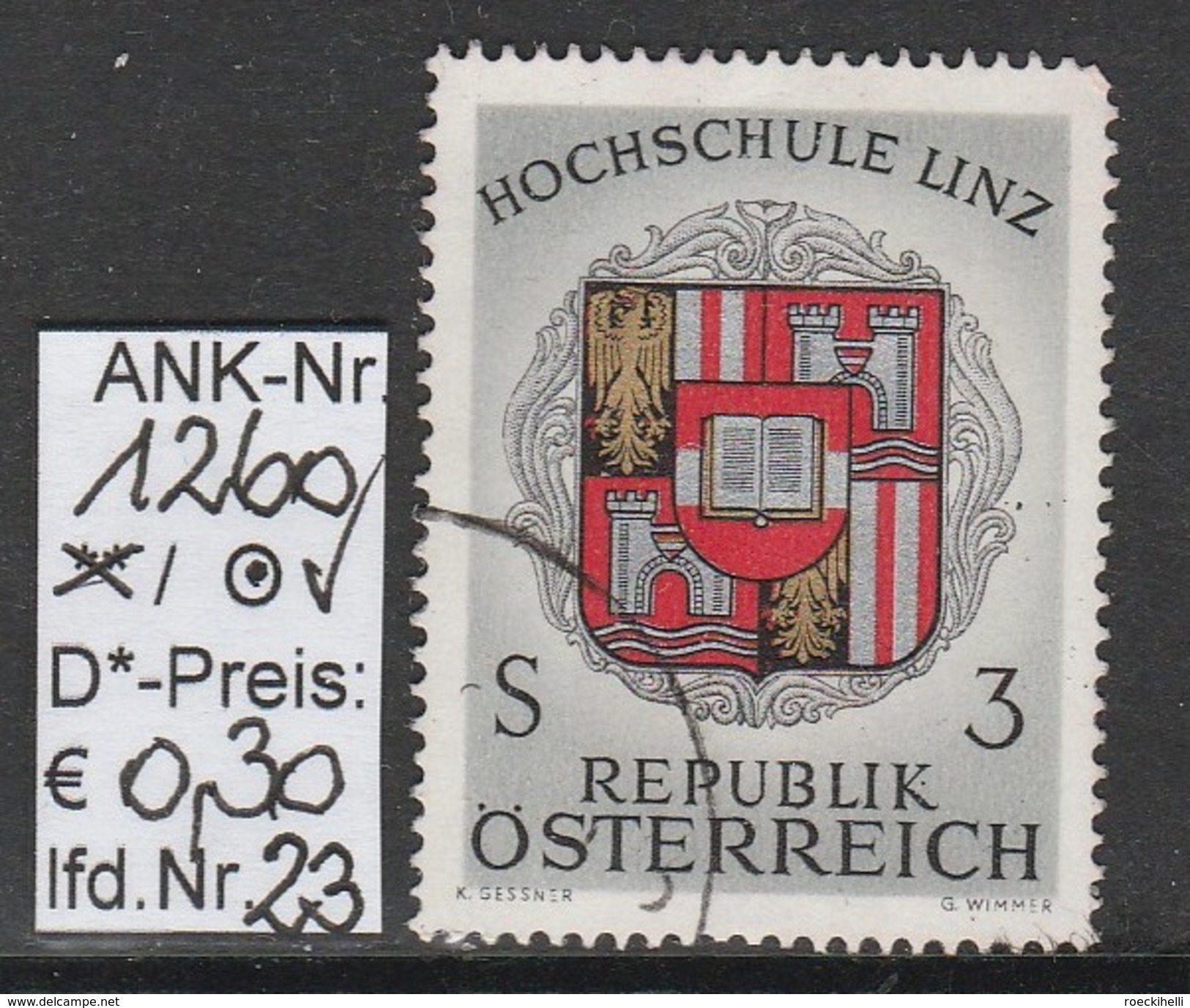 9.12.1966 - SM  "Hochschule Linz" - o gestempelt  -  siehe Scan  (1260o 01-23)