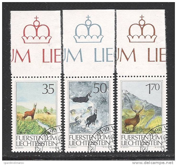 LIECHTENSTEIN - 1986 - 3 VALORI OBLITERATI DEDICATI ALLA CACCIA - 1° SERIE - IN BUONE CONDIZIONI. - Usati