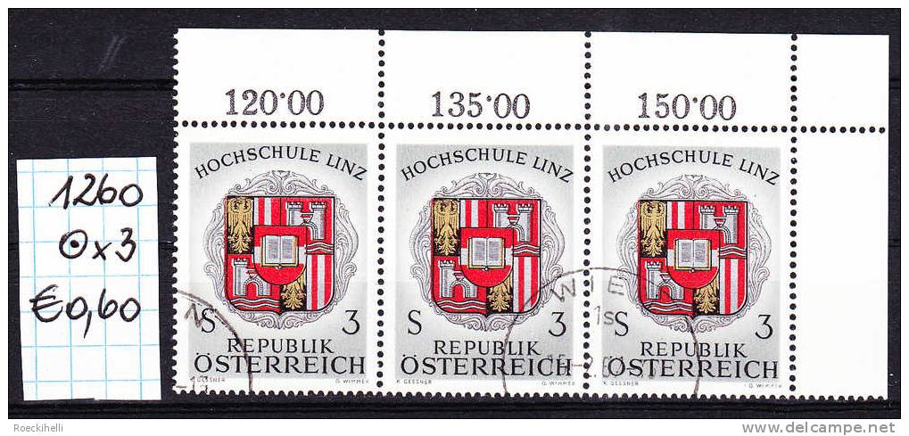9.12.1966 - "Hochschule Linz"  -  3 X  O  Gestempelt  -  Siehe Scan  (1260o X3) - Gebruikt