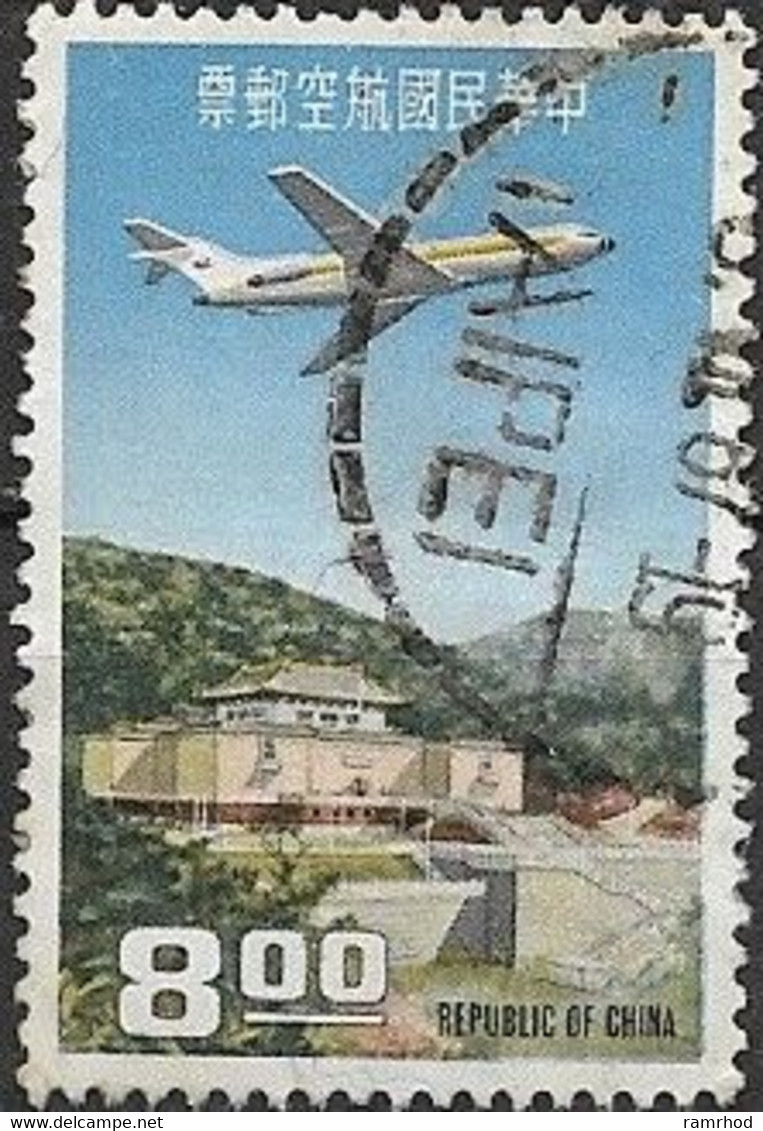 TAIWAN 1967 Air. Boeing 727-100 Over Chilin Pavilion, Grand Hotel, Taipeh - $8 Multicoloured FU - Poste Aérienne