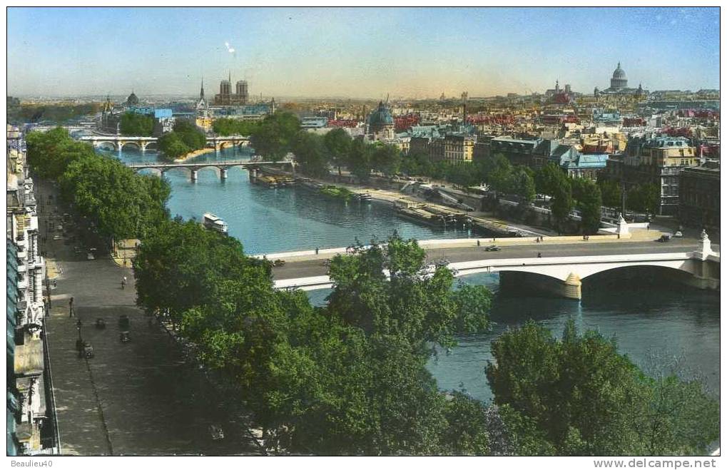 PARIS  -  VUE PANORAMIQUE SUR LA SEINE (PHOTOGRAPHIE VERITABLE) - La Seine Et Ses Bords