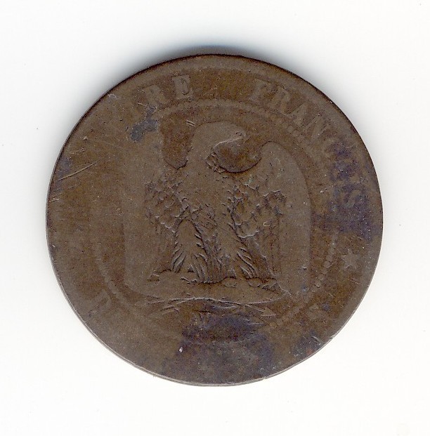 10  Centimes Napoléon III  -  1855 W  - Ancre - 10 Centimes