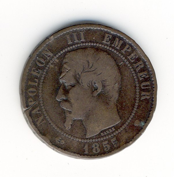 10  Centimes Napoléon III  -  1855 MA  -  Ancre - 10 Centimes