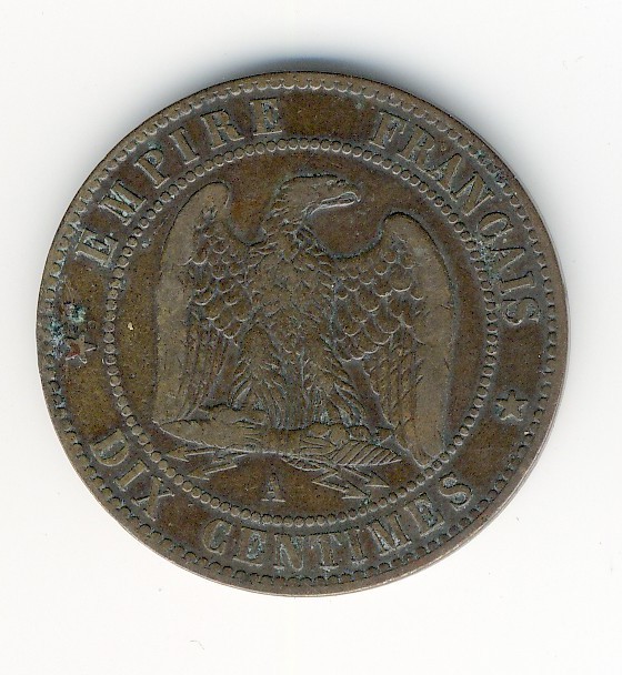 10  Centimes Napoléon III  -  1855 A  -  Chien - 10 Centimes