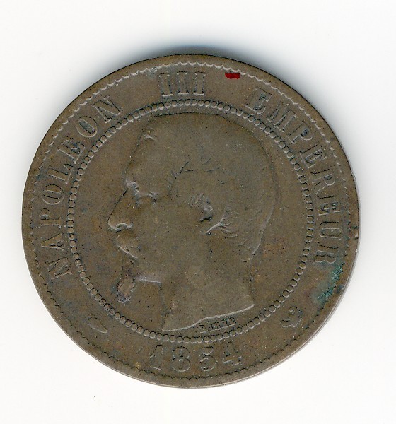 10  Centimes Napoléon III  -  1854 W - 10 Centimes