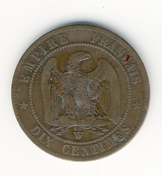 10  Centimes Napoléon III  -  1854 W - 10 Centimes