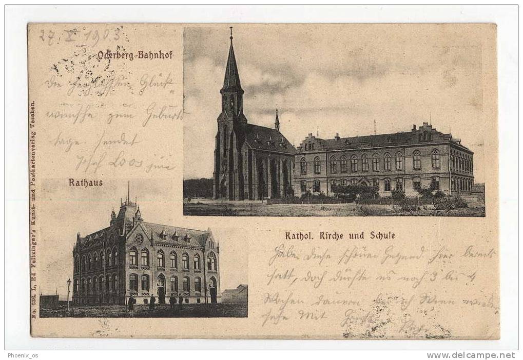 GERMANY - ODERBERG, Bahnhof, Church, School, 1903 - Oderberg