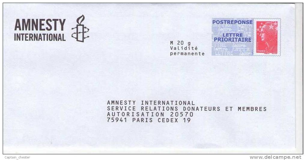 POSTREPONSE " AMNESTY INTERNATIONAL "  NEUF ( 10P325 - Repiquage Beaujard ) - Listos Para Enviar: Respuesta /Beaujard