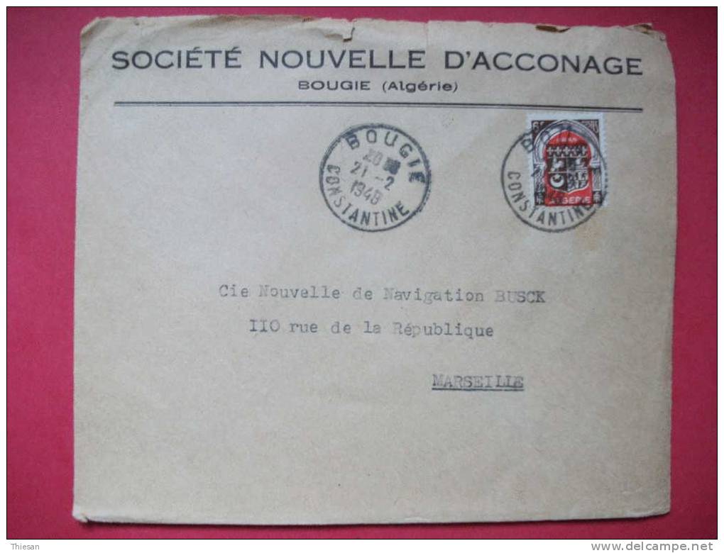 Algérie. Lettre Bougie 1949 Blason - Cartas & Documentos