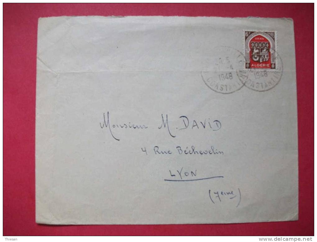 Algérie. Lettre  Philippeville / Constantine 1948 Blason. - Covers & Documents