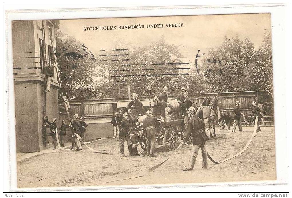 Theme Sapeurs-Pompiers  **Stockholms  Brandkar Under Arbete** - Feuerwehr