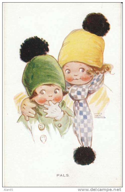 'Pals' Two Girls, Mabel Lucie Atwell Artist Signed, 1920s Vintage Postcard - Attwell, M. L.