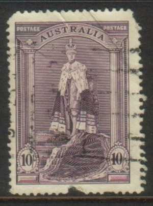1938 - Australian George VI Definitive Issue High Values 10/- KING Stamp FU A$18cv FAULTY - Used Stamps