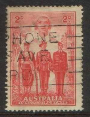 1940 - Australian Armed Services 2d RED Stamp FU - Oblitérés