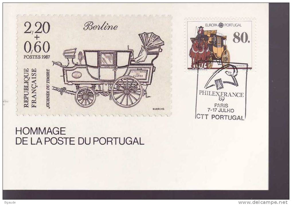 PORTUGAL  EUROPA CEPT 88 CARTE PHILATELIQUE  NUM MICHEL  1754 TRANSPORT - 1988
