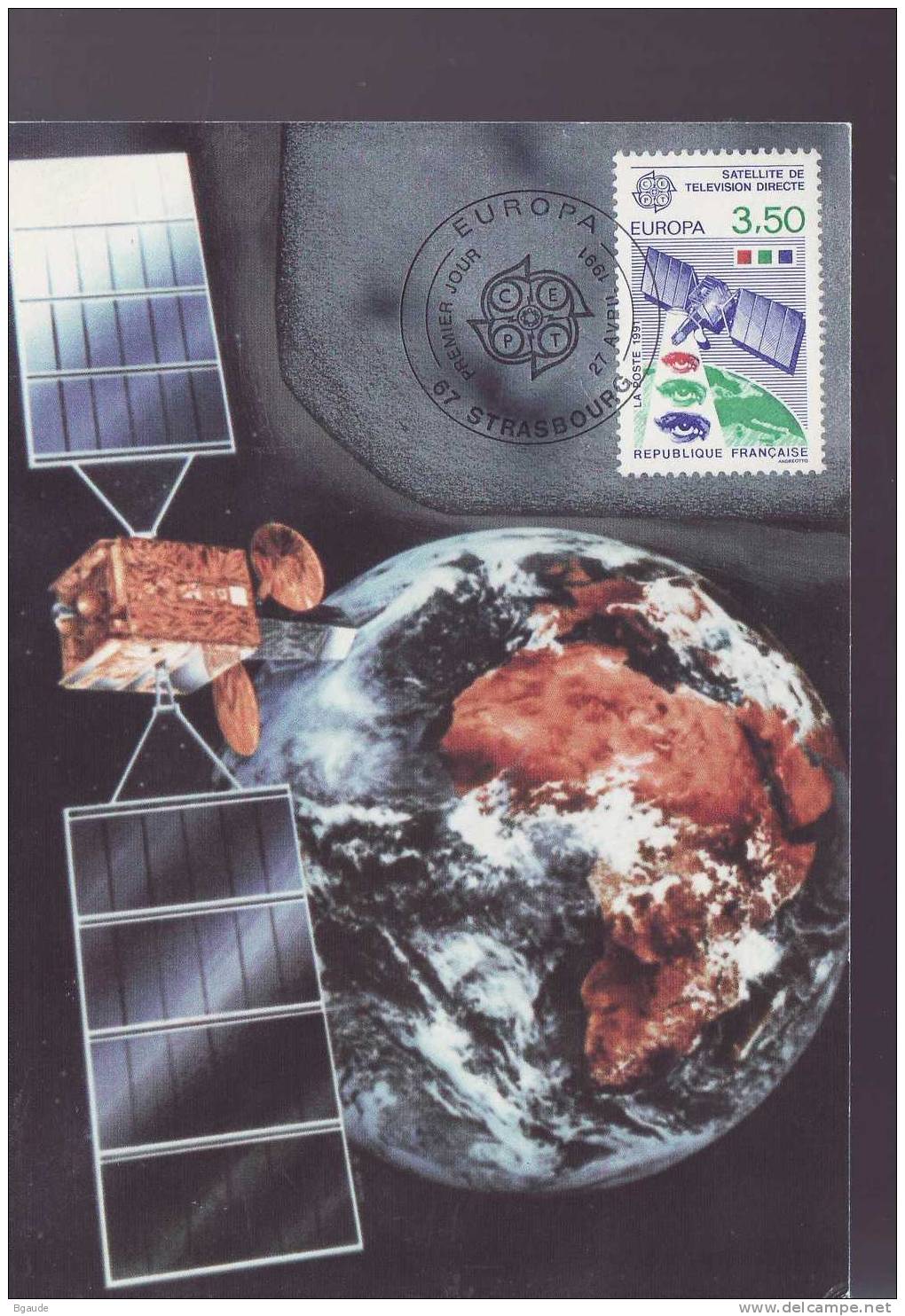 FRANCE  EUROPA CEPT 91 CARTE MAXIMUM NUM  YVERT 2697  ESPACE CONQUETE SPATIALE - 1991