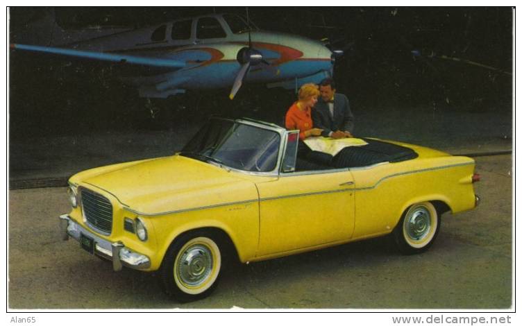 Lark 2-Door Convertible Regal, Airplane Theme, Advertisement On C1960 Vintage Postcard - Voitures De Tourisme