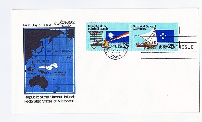 MARSHALL IS. Sc 381 Se-tenant With MICRONESIA  Sc 126  FDC Unaddressed - Marshall Islands