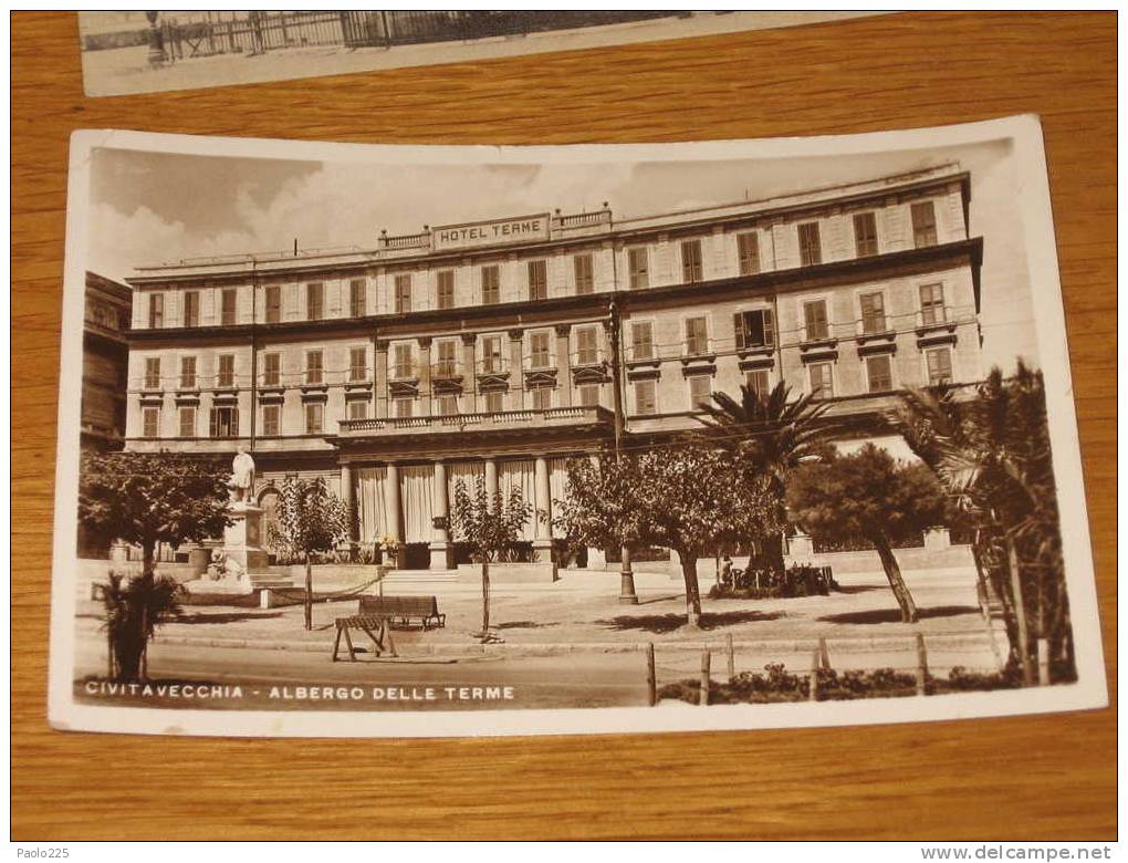 CIVITAVECCHIA  - ALBERGO DELLE TERME - CARTOLINA ANTICA  - BN VG        QUI ENTRATE!!! - Civitavecchia