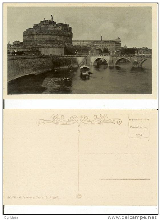 Roma: Il Tevere E Castel S. Angelo. Cartolina Formato Piccolo Anni ´20-´30 (chiatta Sul Tevere) - Fiume Tevere