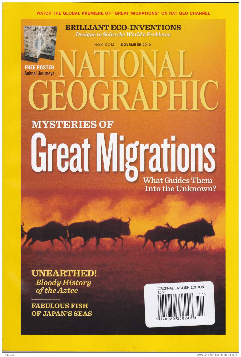 National Geographic U.S. November 2010 Mysteries Of Great Migrations + Poster Animal Journey - Travel/ Exploration