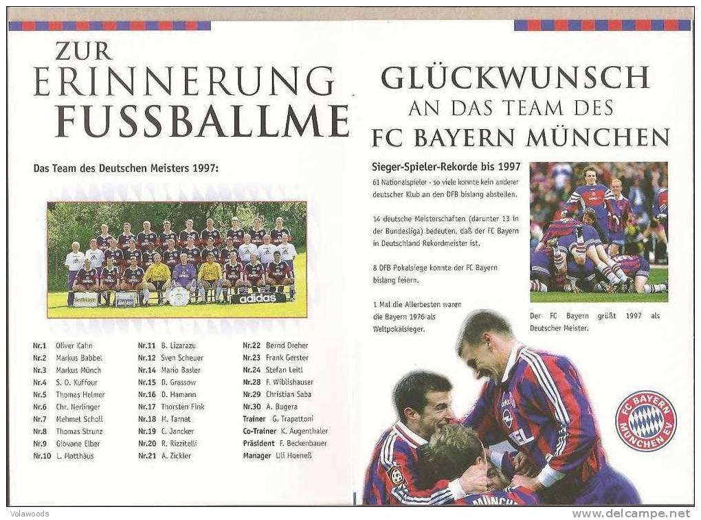 Germania - Folder Ufficiale Delle Poste Tedesche: Bayern Monaco Campionde Della Bundesliga 1997 - Clubs Mythiques