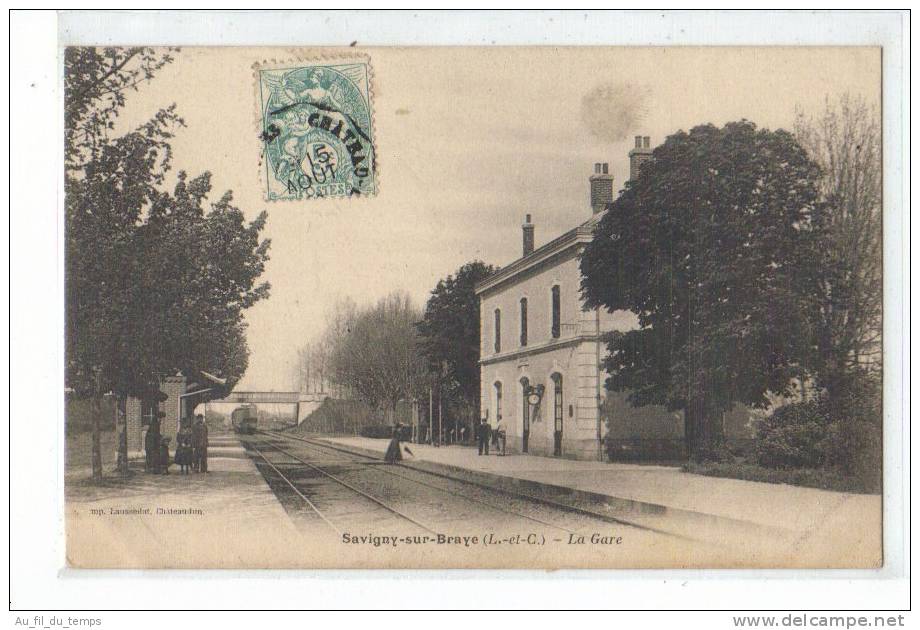 SAVIGNY-SUR-BRAYE , LA GARE , DOS 1900 - Autres & Non Classés