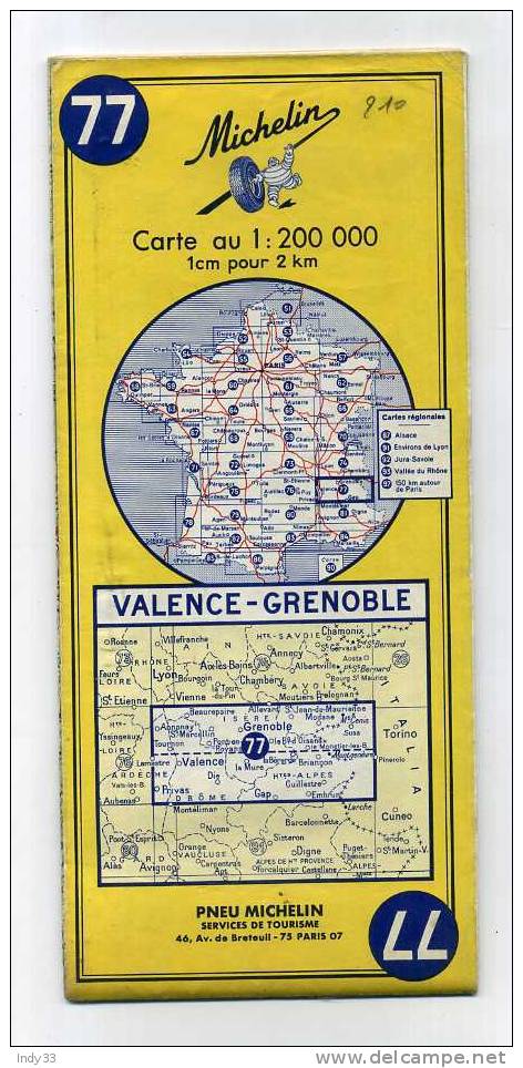 - CARTE MICHELIN FRANCE N°77 . VALENCE-GRENOBLE 1970 - Wegenkaarten