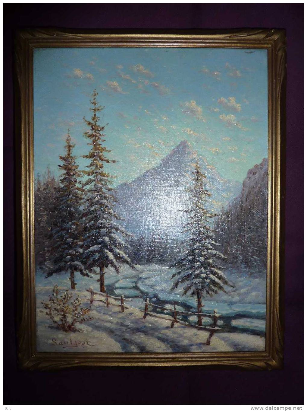 Tableau - Toile Sur Cadre Signé SAULGEOT "Environs De GRINDELWALD - Hiver 1929" (Suisse) - Olii