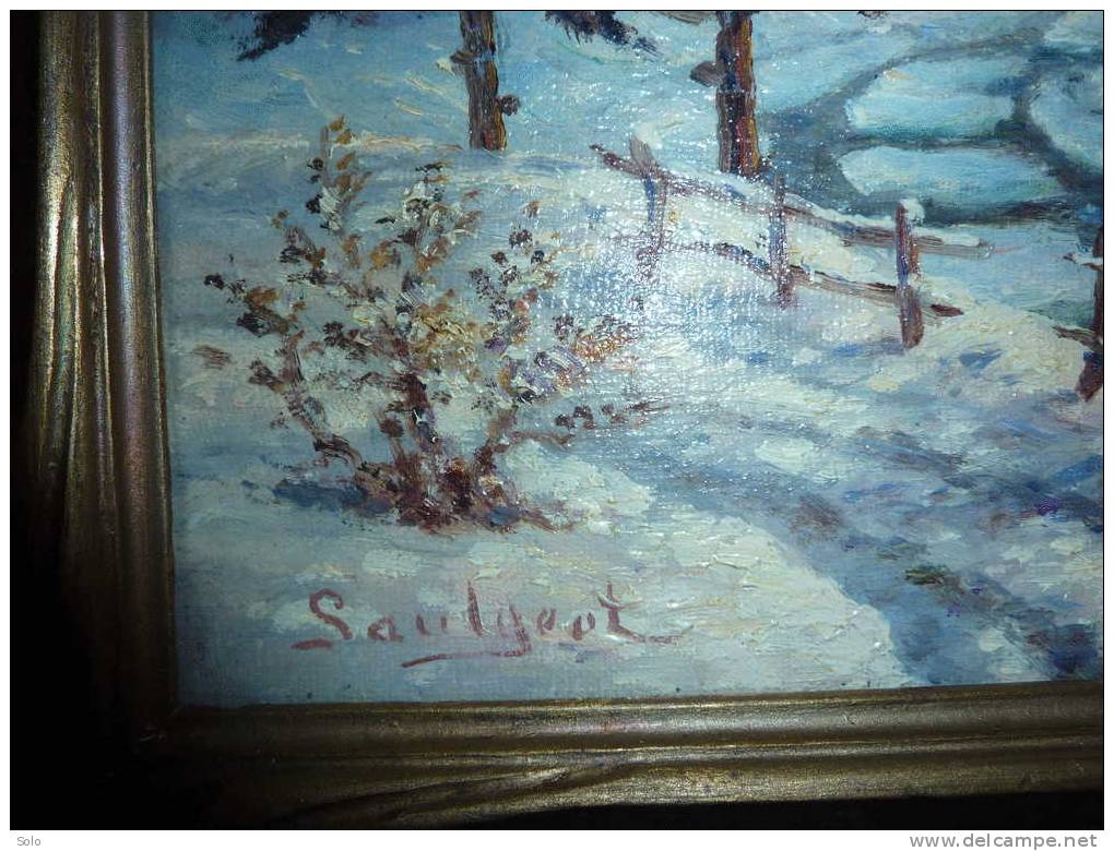 Tableau - Toile Sur Cadre Signé SAULGEOT "Environs De GRINDELWALD - Hiver 1929" (Suisse) - Oils