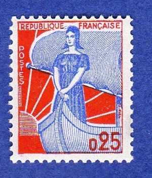 France Y&t : N° 1234** - 1959-1960 Marianne (am Bug)