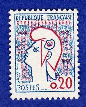 France Y&t : N° 1282** - 1961 Marianne (Cocteau)