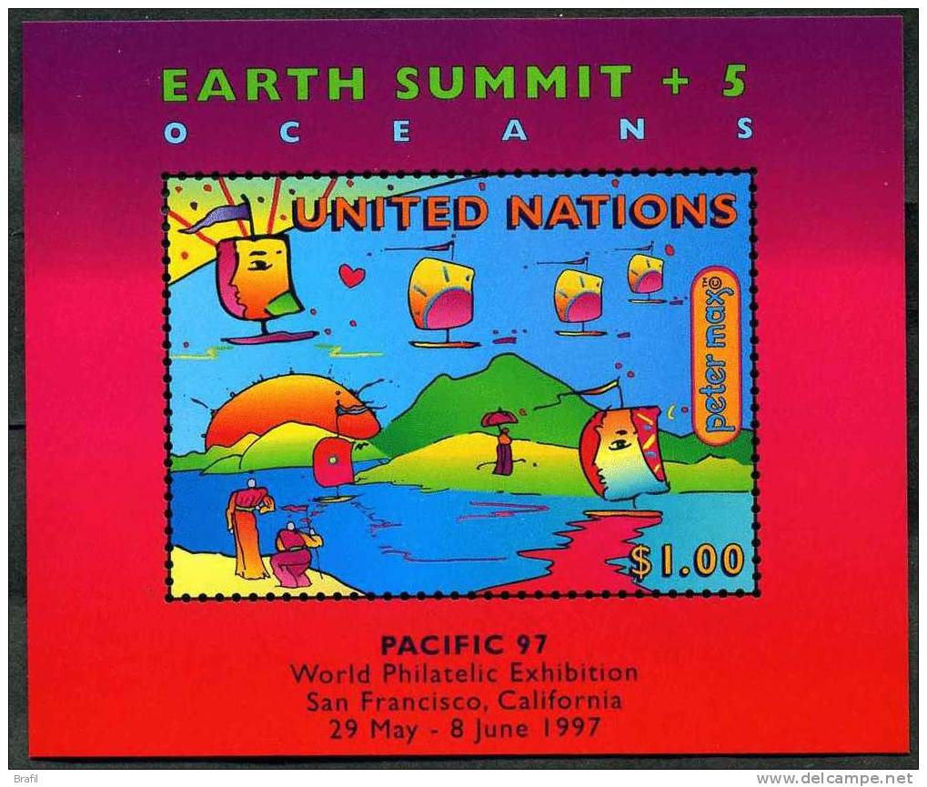1997 Nazioni Unite New York, Summit Foglietto Nuovi Soprastampato PACIFIC 97 (**) - Blokken & Velletjes