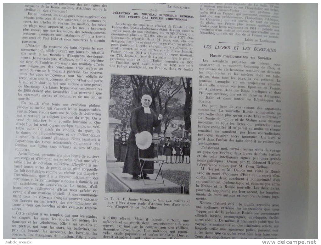 30 juin 1934 :  Les Frères des écoles chrétiennes ; Victorien Sardou ;BOXE ;  Vie des Reptiles ; Le POLO +++; AVIATION