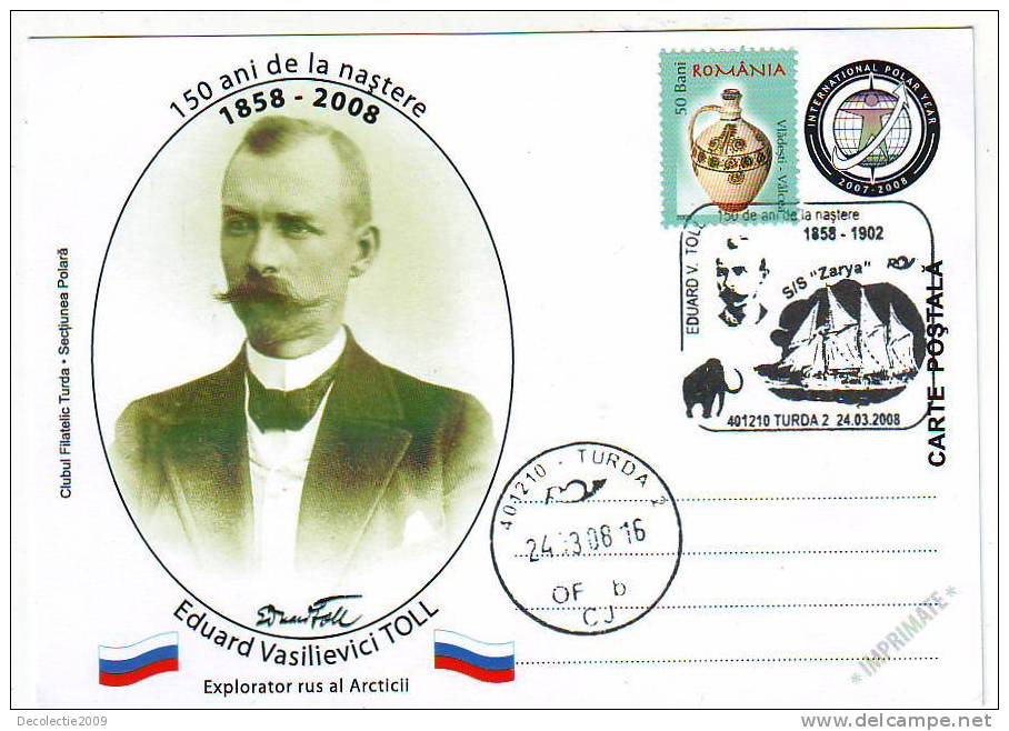 M799 Postal Card Romania Explorateurs Eduard Vasilievici Toll Antartica Perfect Shape - Exploradores