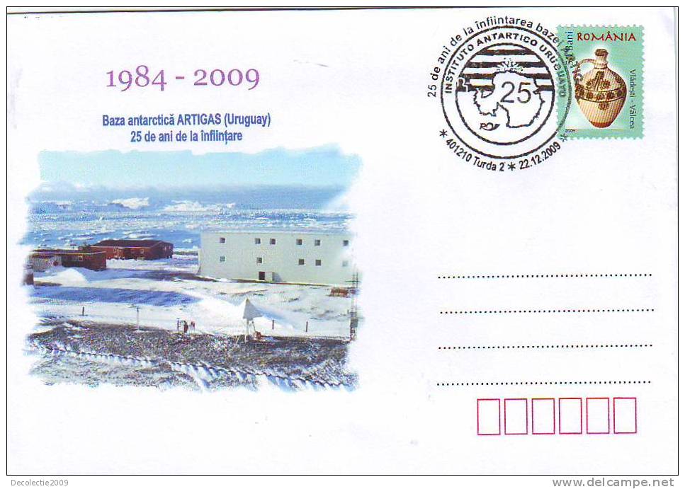 M912 Postal Card Romania Antartic Base Artigas Uruguay 25 Years Perfect Shape - Climate & Meteorology