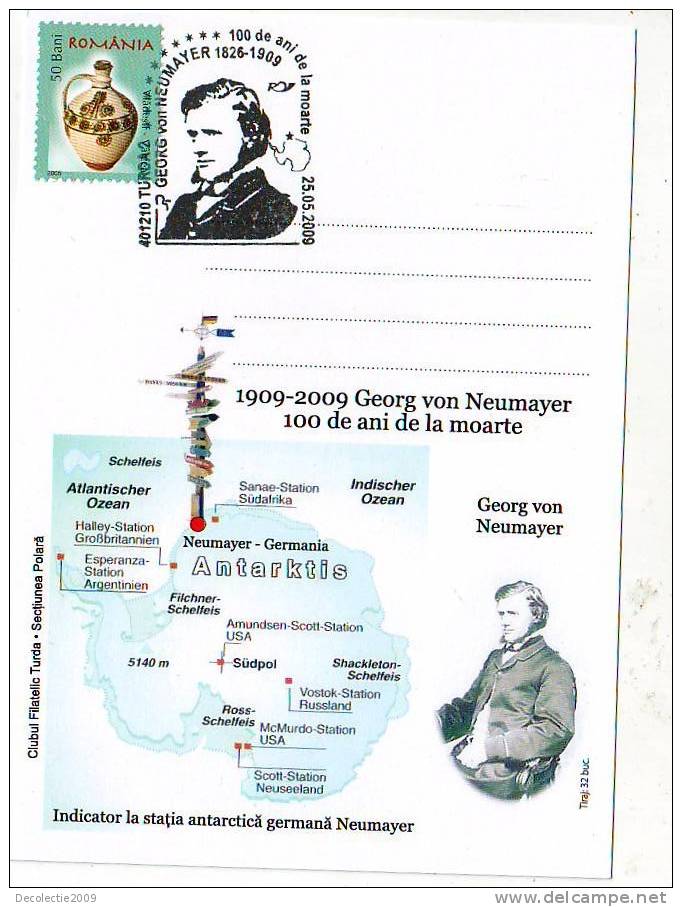 M805 Postal Card Romania Explorateurs Georg Von Neumayer Perfect Shape - Exploradores