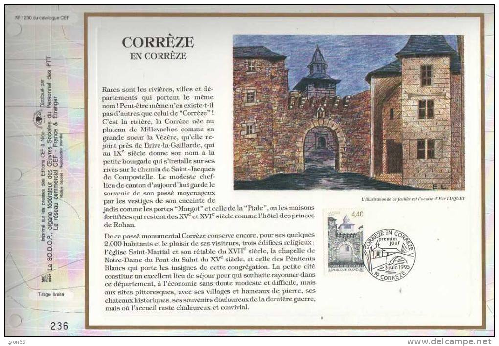 FEUILLET  CEF1230 CORREZE  SITE ET MONUMENT 1995 - Zonder Classificatie