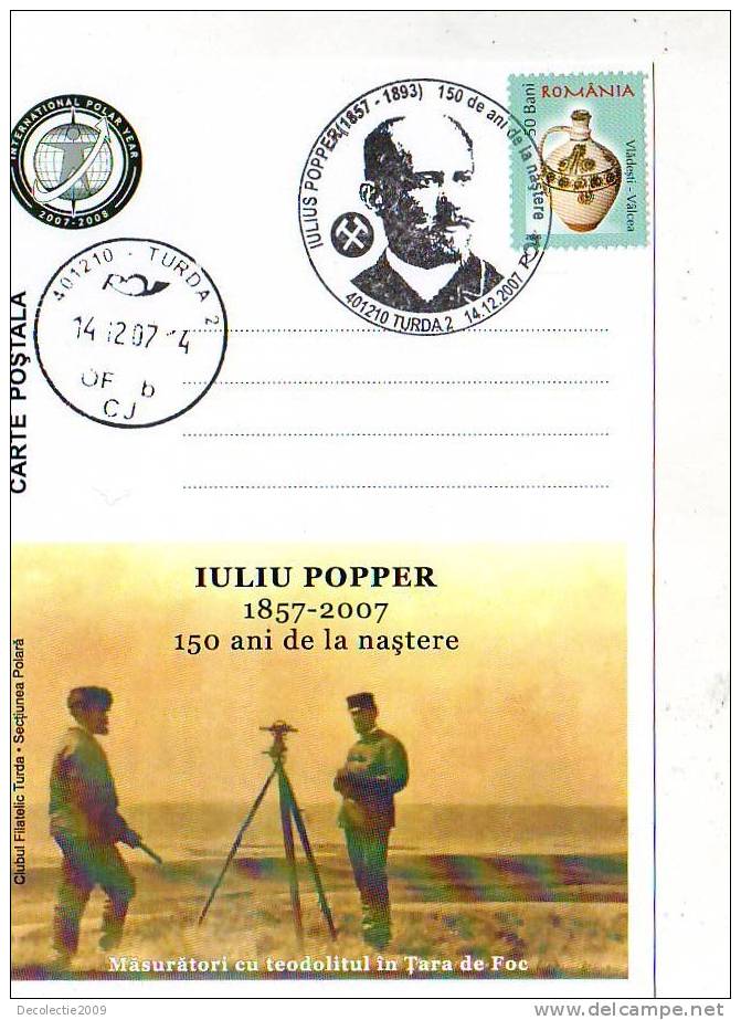 M807 Postal Card Romania Iuliu Popper  Tierra Del Fuego Explorateurs Perfect Shape - Exploradores