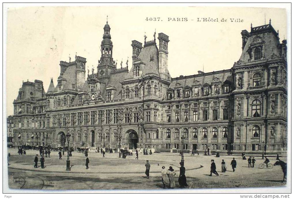 Paris,L´Hotel De Ville,1910,nach Pforzheim, - Ile-de-France