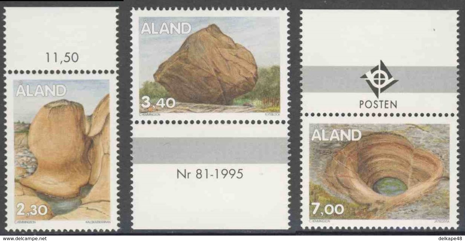 Aland 1995 Mi 92 /4 YT 92 /4 SG 74, 77, 79 **  Rock Formations / Gesteinsformationen / Formaciones Rocosas - Other & Unclassified