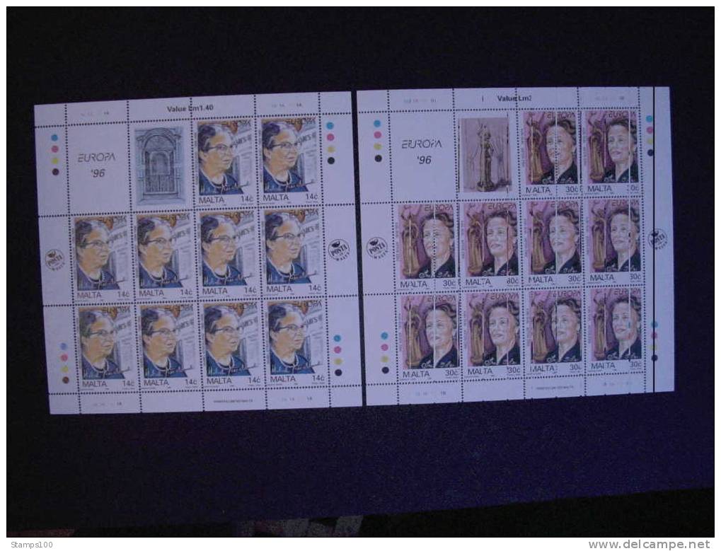 MALTA 1996 CEPT  FAMOUS WOMEN  MI 983/84   SHEETS  MNH ** (1043400-500/015) - 1996