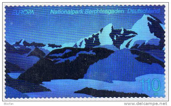 Nationalpark Berchtesgaden Hologramm 2046+SD 22 ** 70€ Aus Bund Jahrbuch 1999  Natur Der Alpen Black Print Sheet Germany - Sonstige & Ohne Zuordnung
