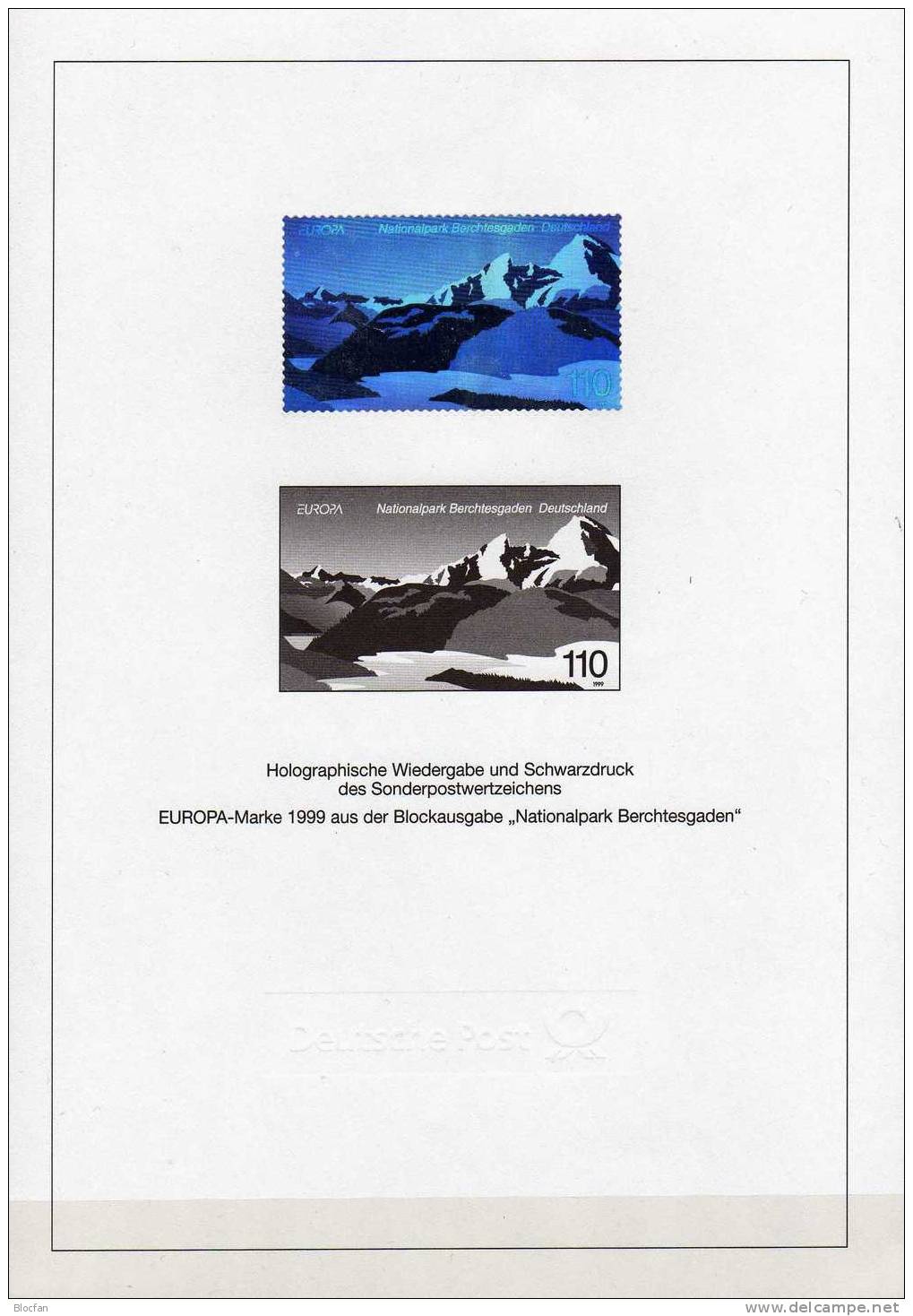 Nationalpark Berchtesgaden Hologramm 2046+SD 22 ** 70€ Aus Bund Jahrbuch 1999  Natur Der Alpen Black Print Sheet Germany - Sonstige & Ohne Zuordnung