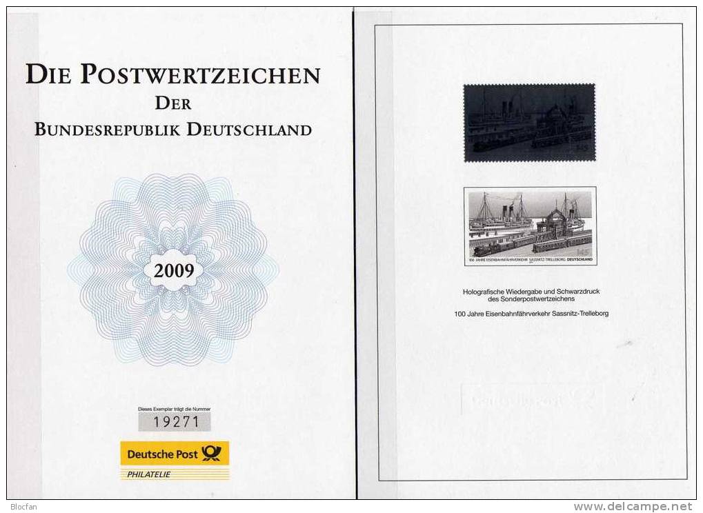 Hologramm-Marke Und Jahresblock 2009 Bund  Erinnerungsblatt 2746 Plus SD 32 ** 60€ Eisenbahn - Fähre Sassnitz-Trelleborg - Andere(Zee)