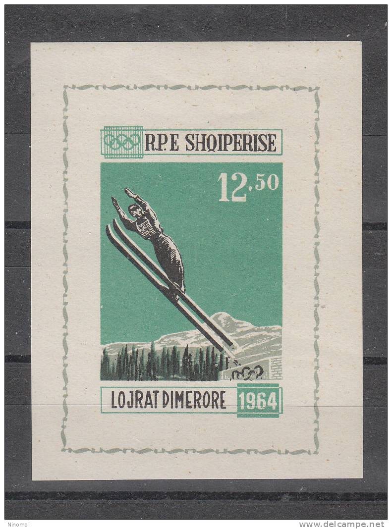 Albania  -   Salto Dal Trampolino. Ski Jumping.  " Innsbruck 1964 ".  Block Imperf.,  MNH,  Rare - Inverno1964: Innsbruck